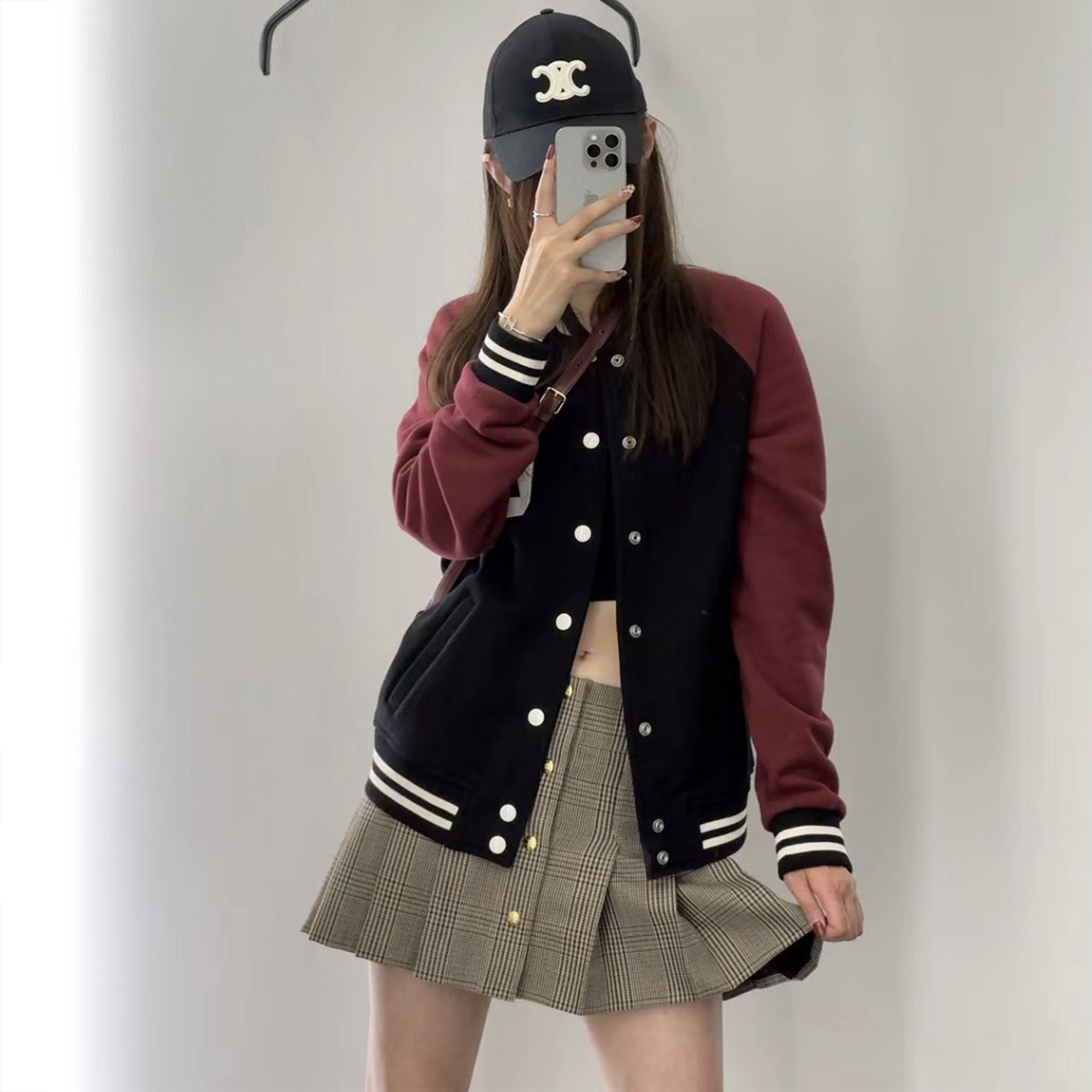 セリーヌ アップリケ刺繍レタリング カラーブロック ベースボール ジャケット 詳細画像 1