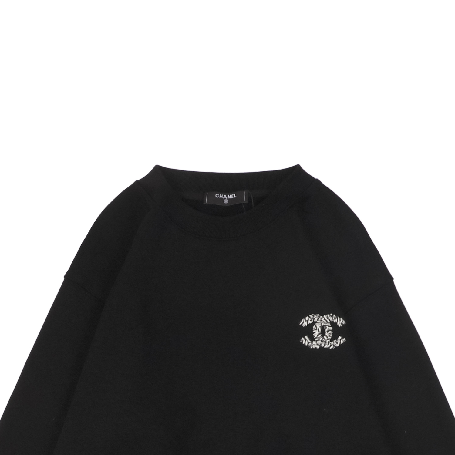 シャネル 24Fw ウーブンCCレター刺繍ラウンドネックスウェットシャツ