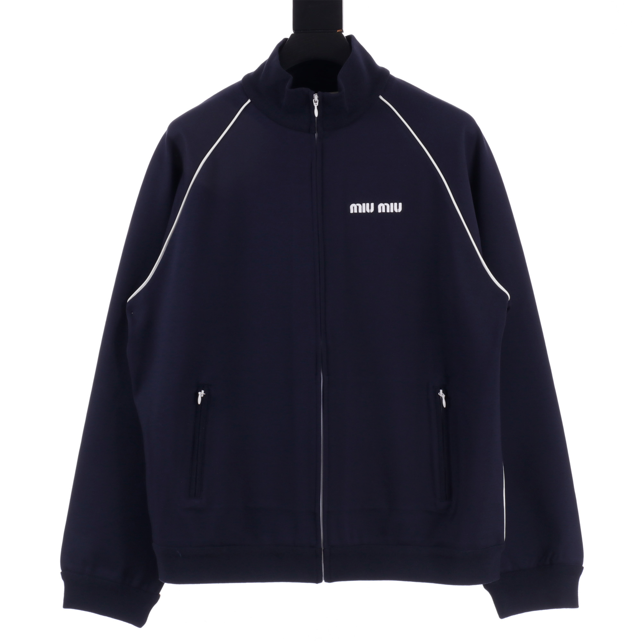 ミュウミュウ 24Fw Miu スモールロゴ刺繍ウェルトジャケット 詳細画像 3