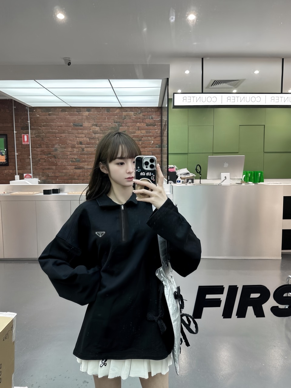 プラダ 24Fw トライアングルハーフジッパーポロ 長袖 詳細画像 1
