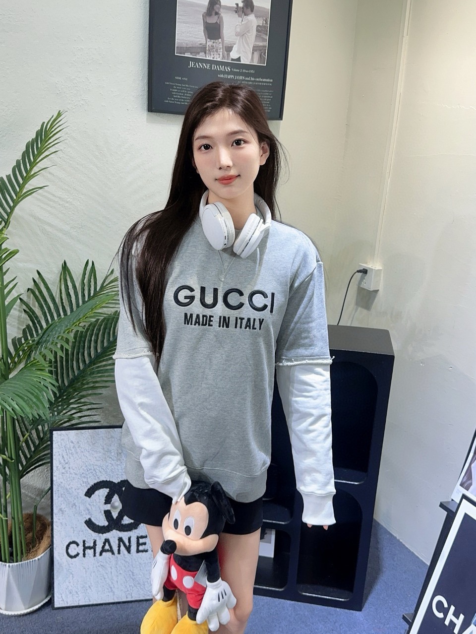 グッチ 24FW 刺繍入りレターロゴパッチワークフェイクツーピーススウェットシャツ 詳細画像 3
