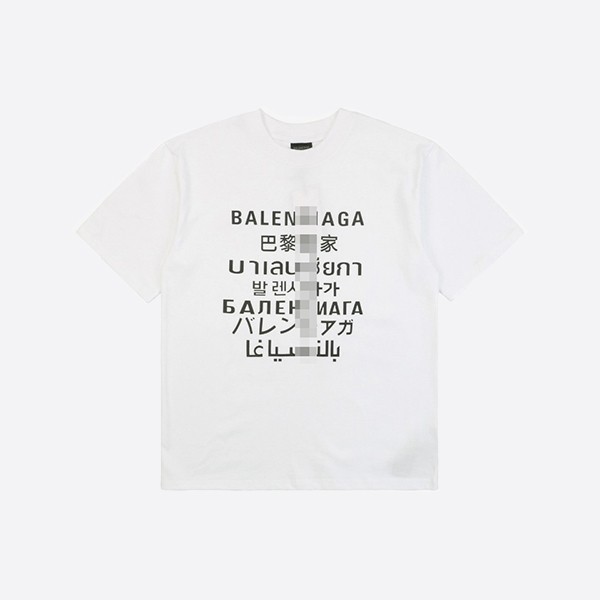 バレンシアガ マルチランゲージ ロゴ オーバーサイズ T シャツ ホワイト
