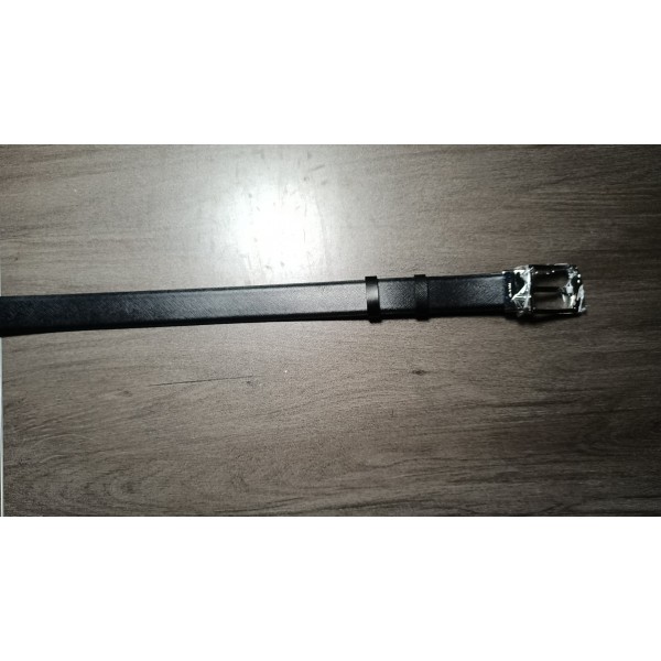 PRADA Reversible saffiano leather belt black silver 2CC468_2DAE_F0002 (3.4CM)