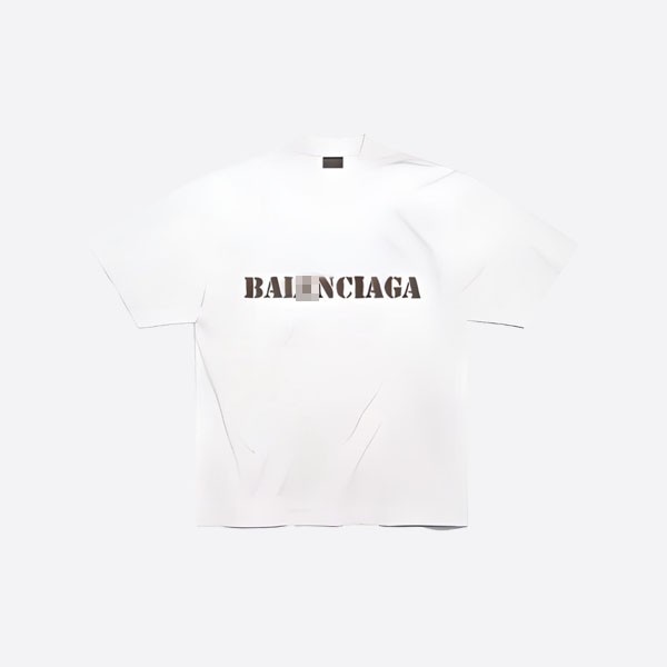 バレンシアガ ステンシル タイプ T シャツ ミディアム フィット オフホワイト/ブラック