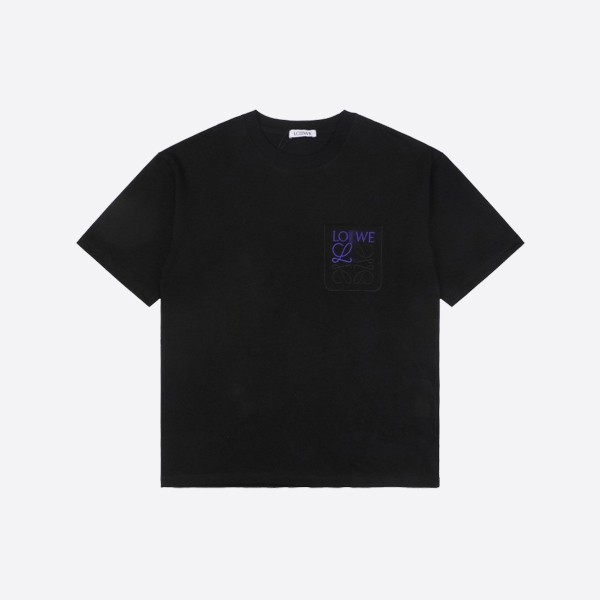 ロエベ ブルー ブラック アナグラム コットン T シャツ