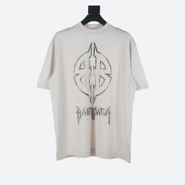 バレンシアガ メタル BB ステンシル Tシャツ オーバーサイズ ホワイト/ブラック