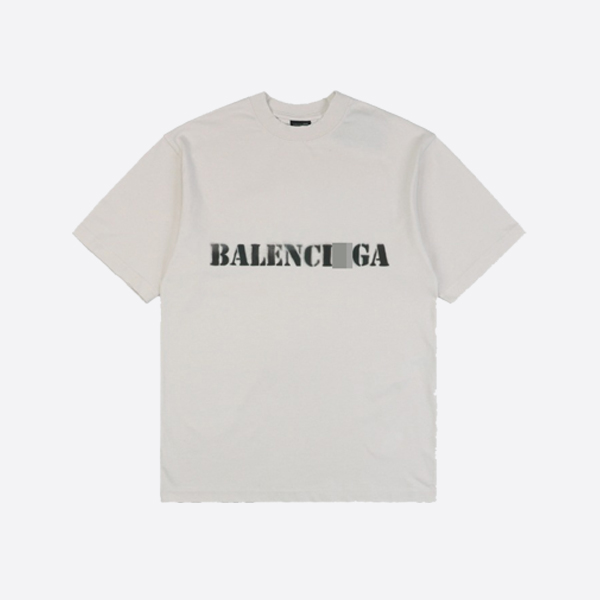 バレンシアガ ステンシルタイプ Tシャツ ミディアムフィット オフホワイト/ブラック