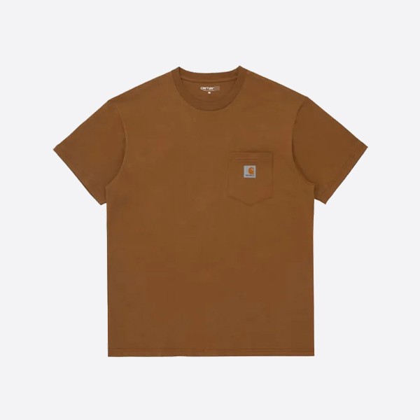 カーハート S/S ポケット T シャツ、ブラウン