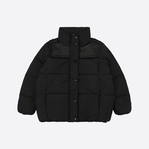 モンクレール 24Fw Jotty レザー フード付きダウンジャケット ブラック