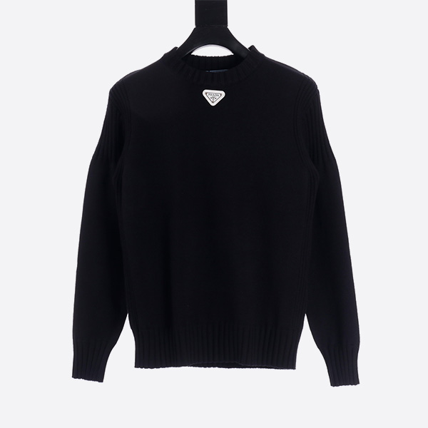 プラダ 24FW 逆三角形ニットクルーネックセーター ブラック