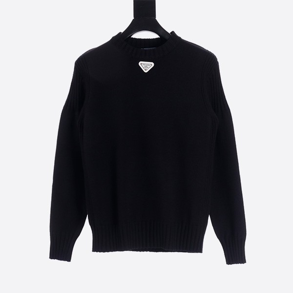 プラダ 24FW 逆三角形ニットクルーネックセーター ブラック