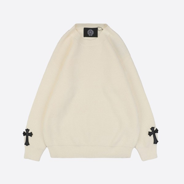 クロームハーツ カシミアクロスパッチワッフルニットセーター ベージュ