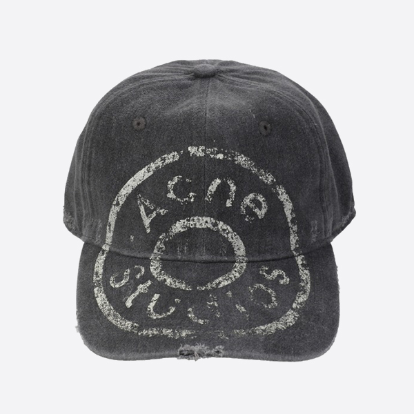 アクネ ストゥディオズ ウォッシュド デニム ロゴ キャップ ブラック FN-UX-HATS000288