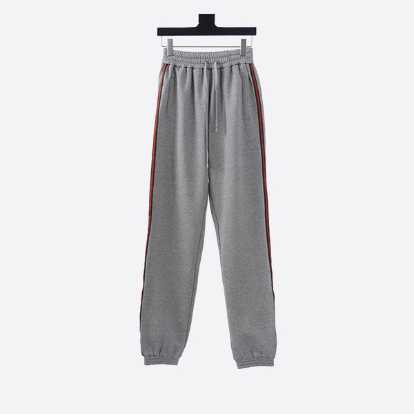 グッチ コットンジャージー ジョギングパンツ ウェブ付き グレーメランジ