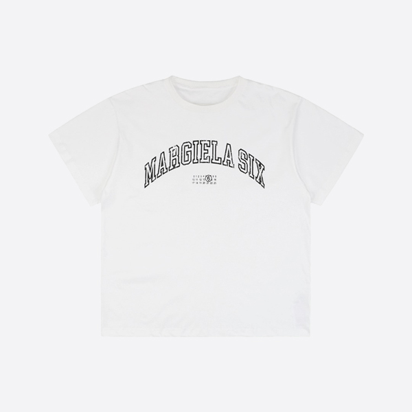 MM6 メゾン マルジェラ ホワイト バーシティ プリント Tシャツ