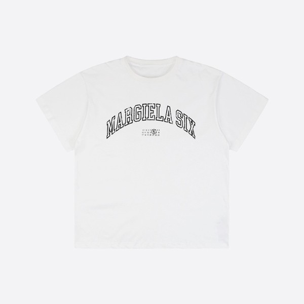MM6 メゾン マルジェラ ホワイト バーシティ プリント Tシャツ