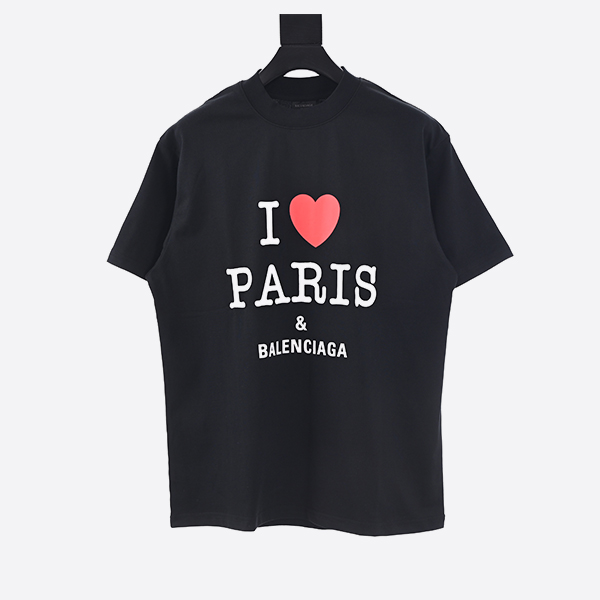 バレンシアガ ラブ パリ & バレンシアガ Tシャツ オーバーサイズ ブラック