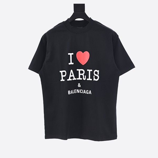 バレンシアガ ラブ パリ & バレンシアガ Tシャツ オーバーサイズ ブラック