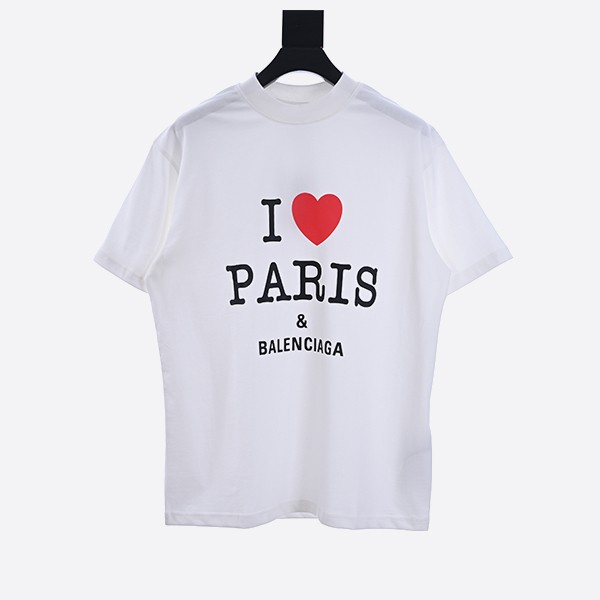 バレンシアガ ラブ パリ & バレンシアガ Tシャツ オーバーサイズ ホワイト