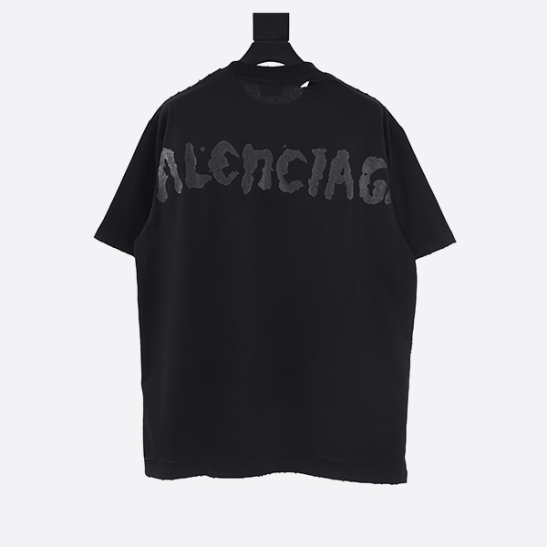 バレンシアガ ペイントTシャツ ミディアムフィット ブラックフェード