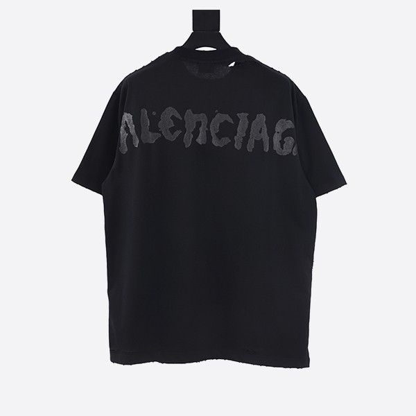 バレンシアガ ペイントTシャツ ミディアムフィット ブラックフェード