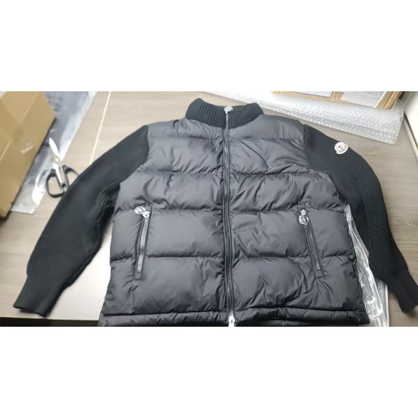Moncler 24Fw five-grid plaid down jacket black
