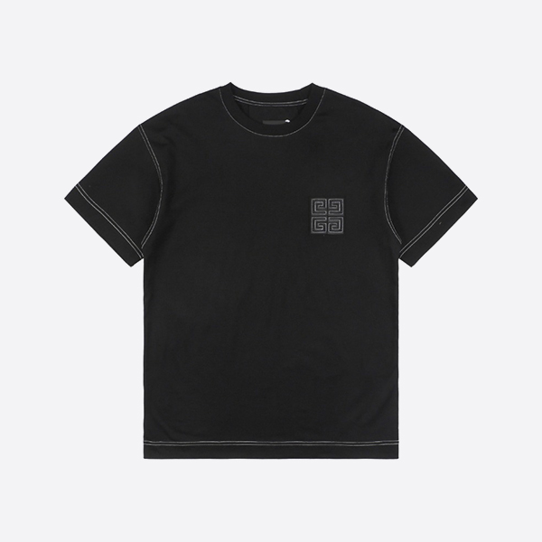 ジバンシィ レザー 4G ブラック コットン Tシャツ
