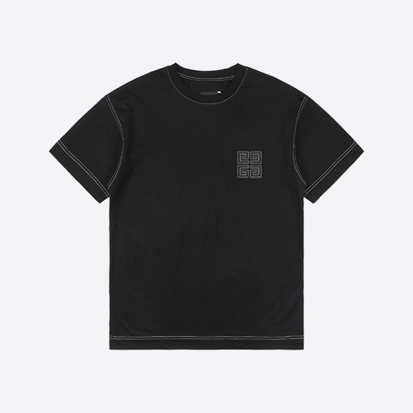 ジバンシィ レザー 4G ブラック コットン Tシャツ