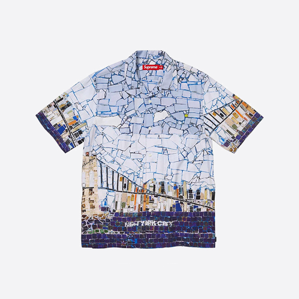 シュプリーム モザイク S/S シャツ ブルー