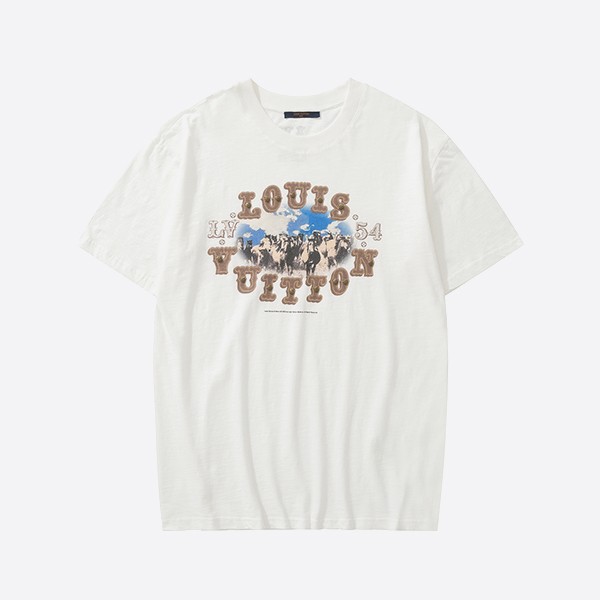 ルイ・ヴィトン グラフィック コットン＆リネンブレンド Tシャツ ホワイト