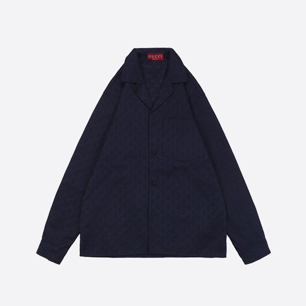 グッチ GGキャンバスシャツ ダークブルー