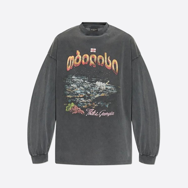バレンシアガ トビリシ ロングスリーブ Tシャツ ラージフィット ブラック フェード