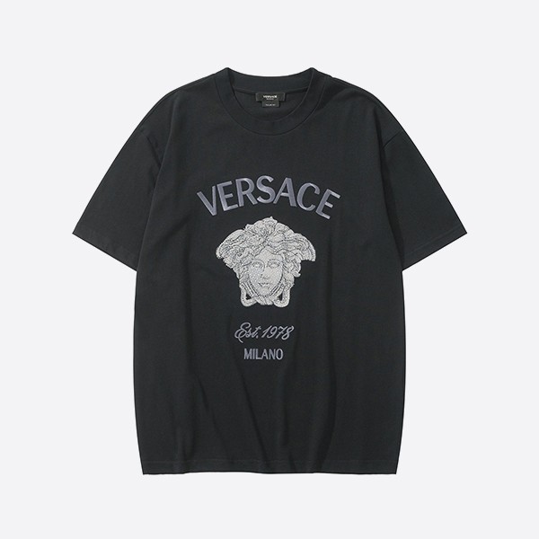 ヴェルサーチ クリスタル メデューサ ミラノ Tシャツ ブラック