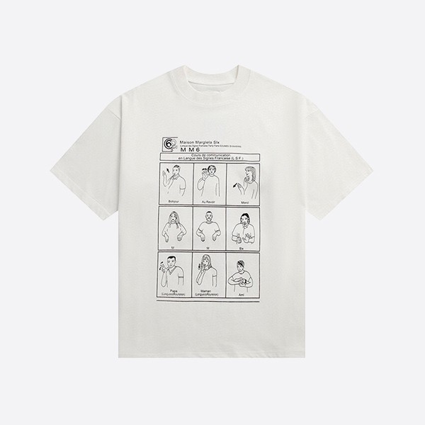 MM6 メゾン マルジェラ 手話 Tシャツ ホワイト