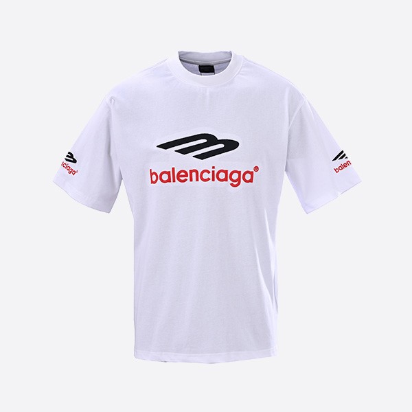 バレンシアガ 3B スポーツ アイコン Tシャツ ミディアム フィット ホワイト/ブラック/レッド