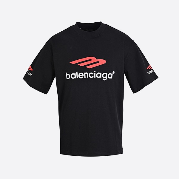 バレンシアガ 3B スポーツ アイコン Tシャツ ミディアムフィット ブラック/レッド/ホワイト