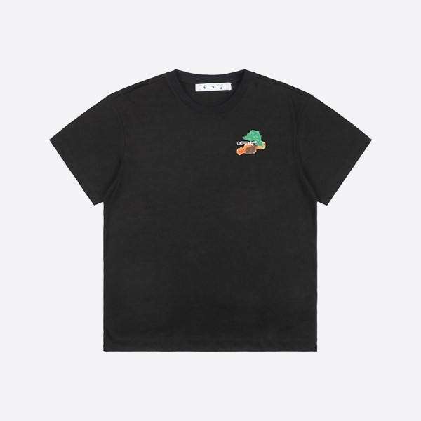 オフホワイト ブラッシュ アロー スリム S/S Tシャツ ブラック