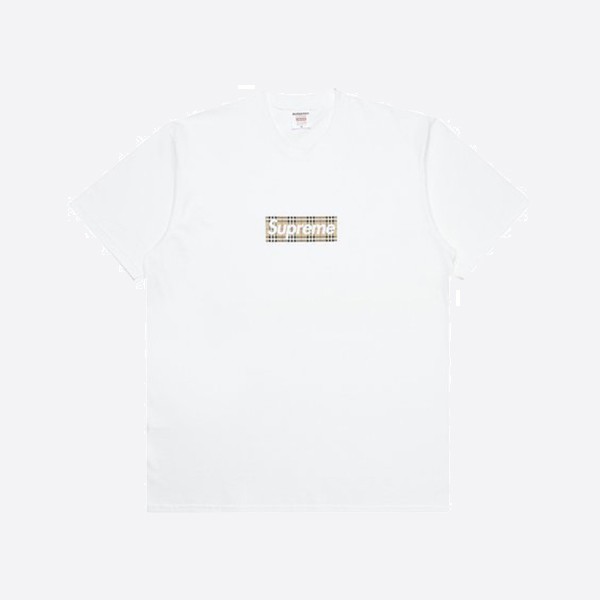 シュプリーム x バーバリー ボックスロゴ Tシャツ ホワイト
