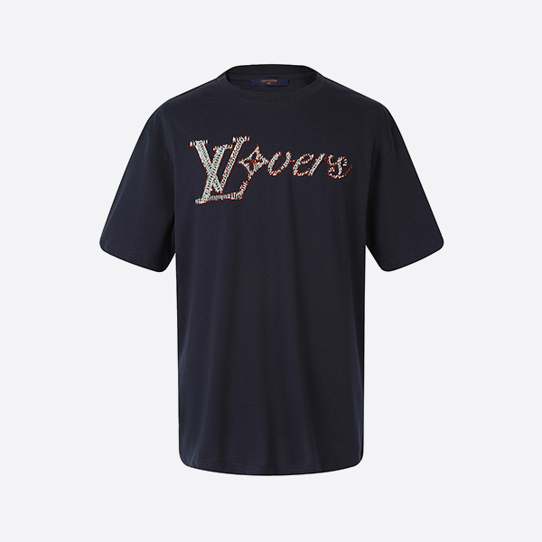 ルイ・ヴィトン LV 刺繍 ショートスリーブ Tシャツ ネイビー