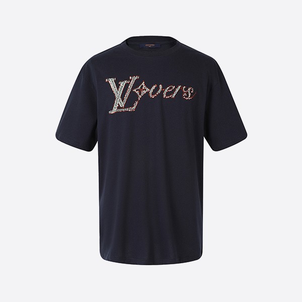 ルイ・ヴィトン LV 刺繍 ショートスリーブ Tシャツ ネイビー