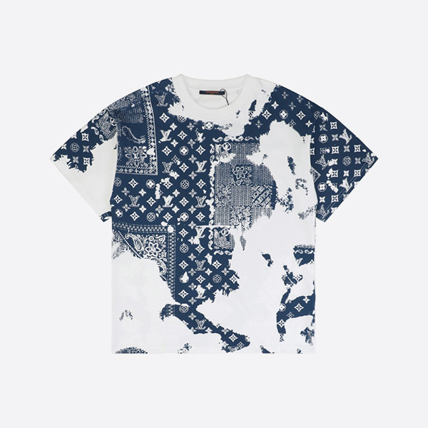ルイ・ヴィトン モノグラム バンダナ プリント Tシャツ ブルー/ホワイト