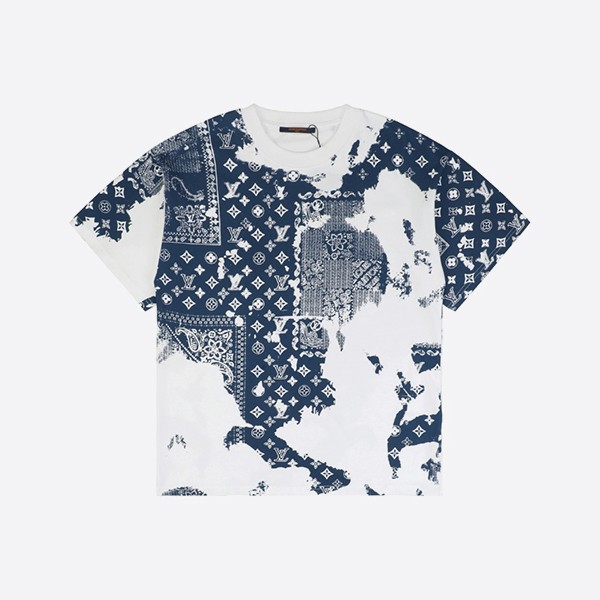 ルイ・ヴィトン モノグラム バンダナ プリント Tシャツ ブルー/ホワイト