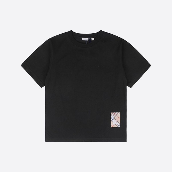 バーバリー チェック ラベル コットン Tシャツ ブラック
