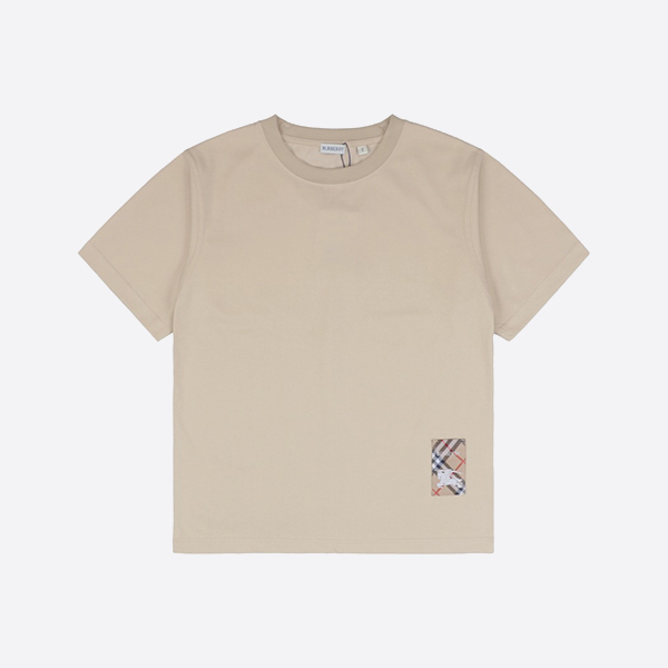 バーバリー チェック ラベル コットン Tシャツ ナツメグ
