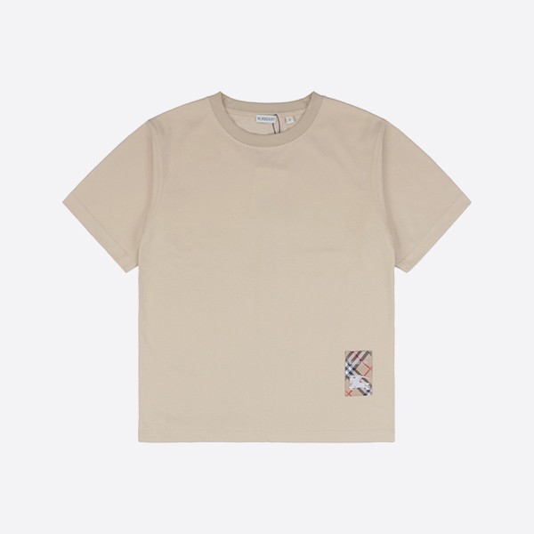 バーバリー チェック ラベル コットン Tシャツ ナツメグ