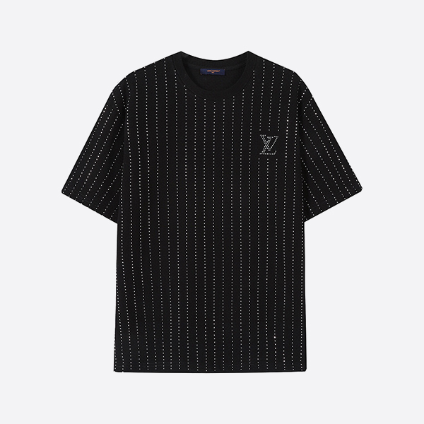 ルイ・ヴィトン クリスタル装飾 コットン Tシャツ ブラック