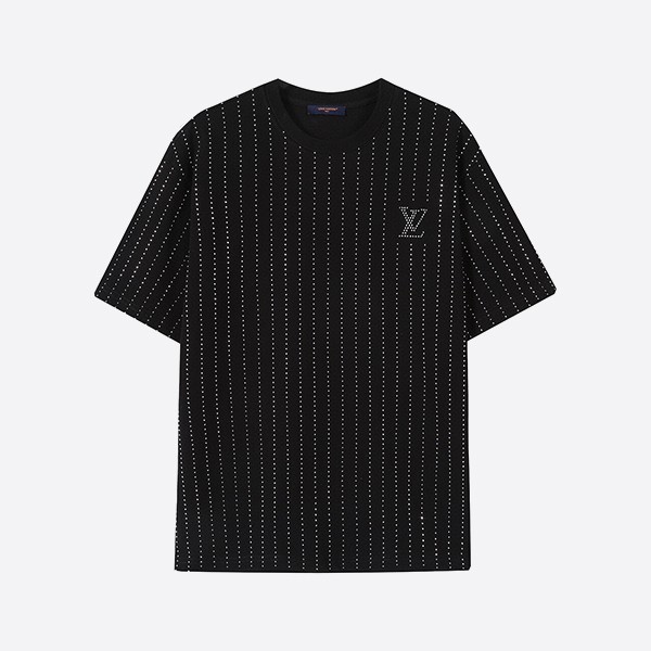 ルイ・ヴィトン クリスタル装飾 コットン Tシャツ ブラック