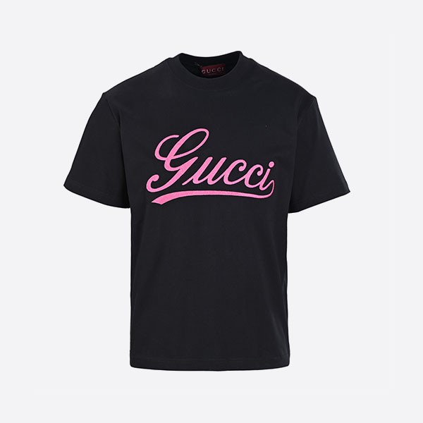 グッチ スクリプトプリント コットン Tシャツ ブラック