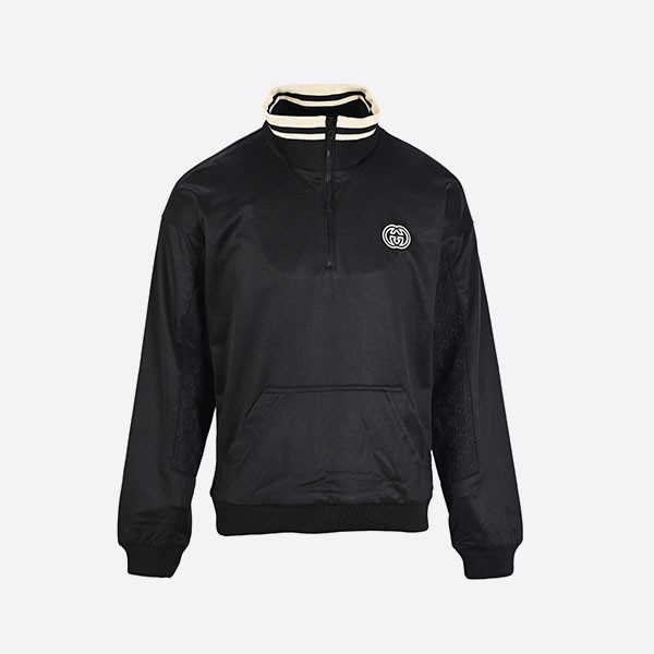 グッチ テクニカル ジャージー ハーフジップ ジャケット ブラック