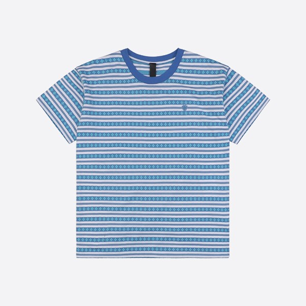クロームハーツ ストライプ ロゴ Tシャツ ブルー
